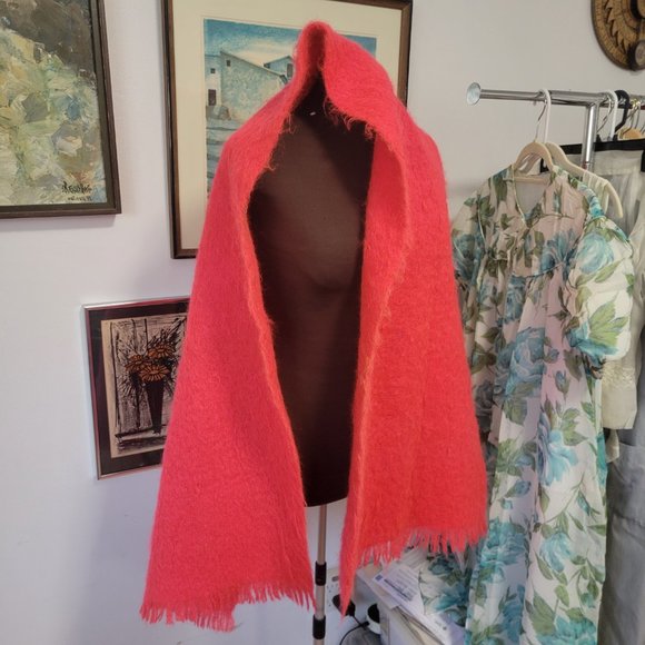 Vintage Mohair Shawl-Red Super warm - Picture 4 of 5
